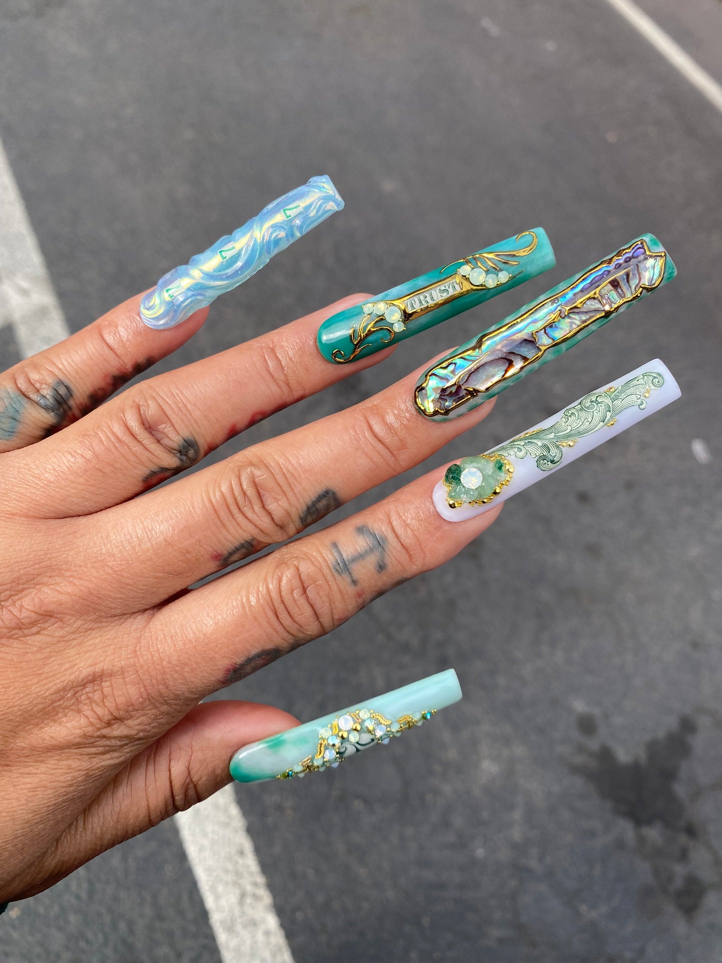 Jade Money Manifestation Press On Nails