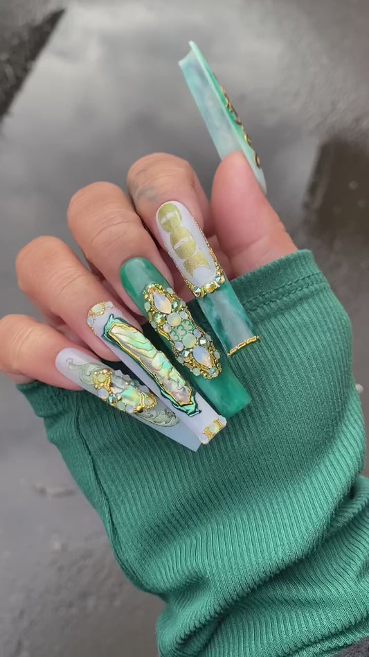 Jade Money Manifestation Press On Nails